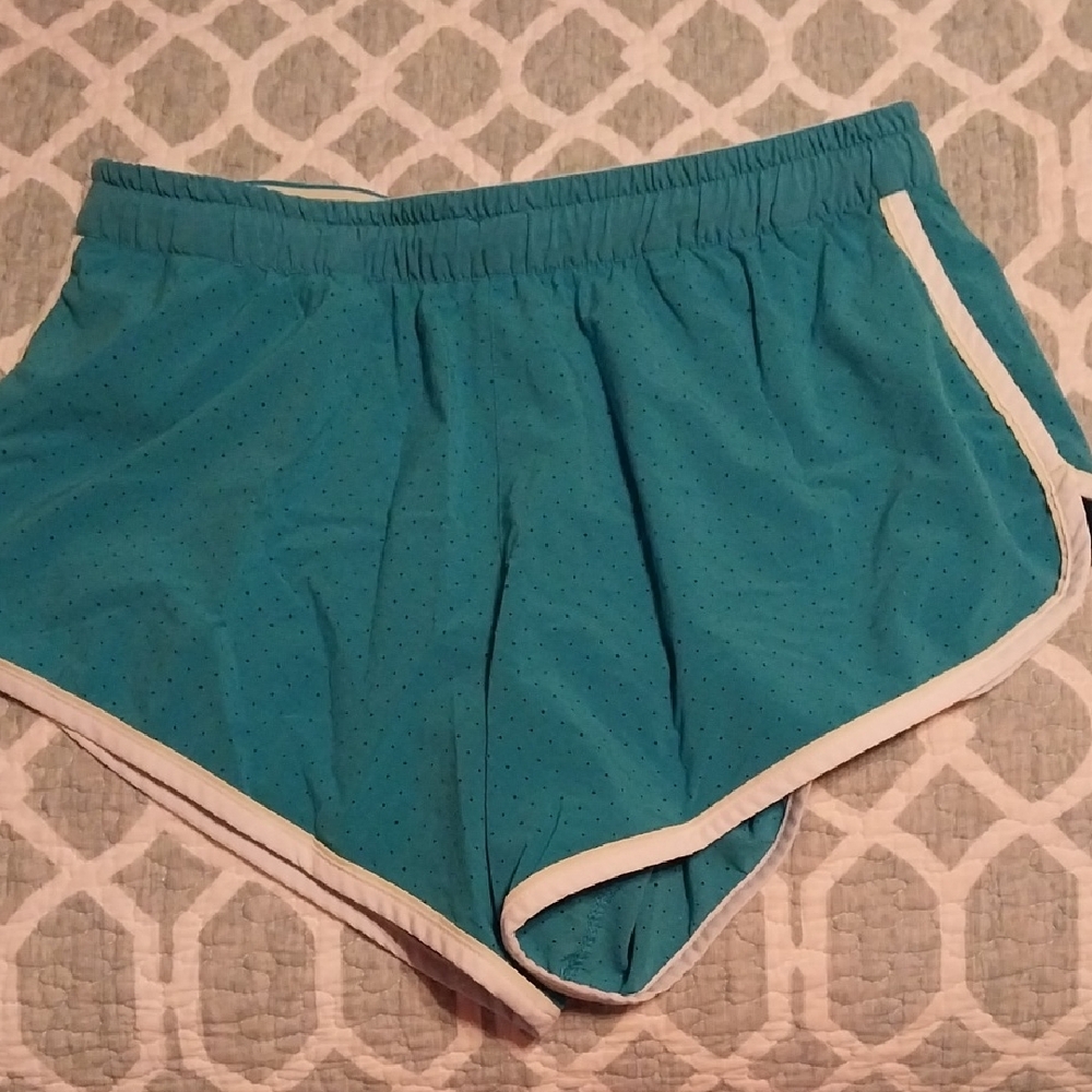 Teal Athletic Shorts with White Trim